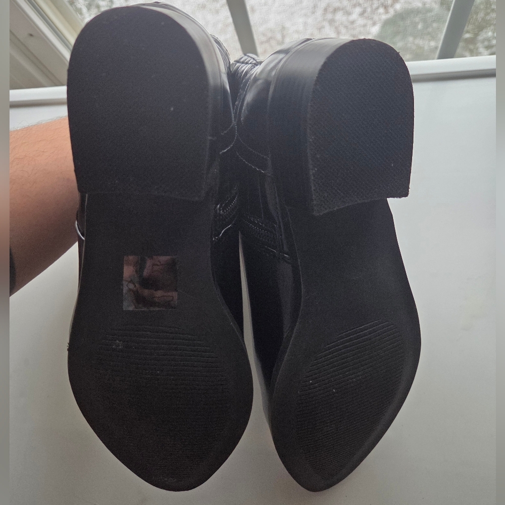 Black Leather Moto Chelsea Boot - Picture 5 of 6
